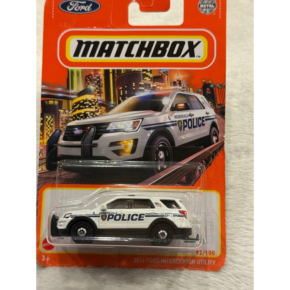 Matchbox 2016 Ford Interceptor Utility Monroeville Police White 92/100 2022
